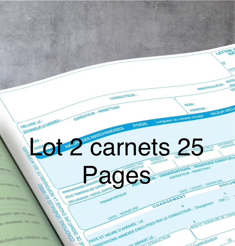 Lot de 2 Carnets de Lettre de Voiture Nationale 25 × 4 Feuillets