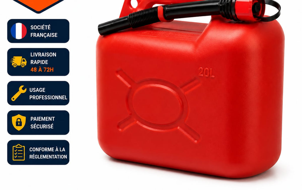 Jerrican Essence 20L avec Bec Verseur – Homologué Transport de Carburant, Bidon