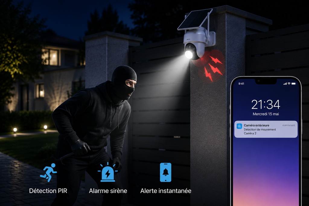 Pack de 4 Caméras de Surveillance Solaires WiFi Extérieures HD Sans Fil
