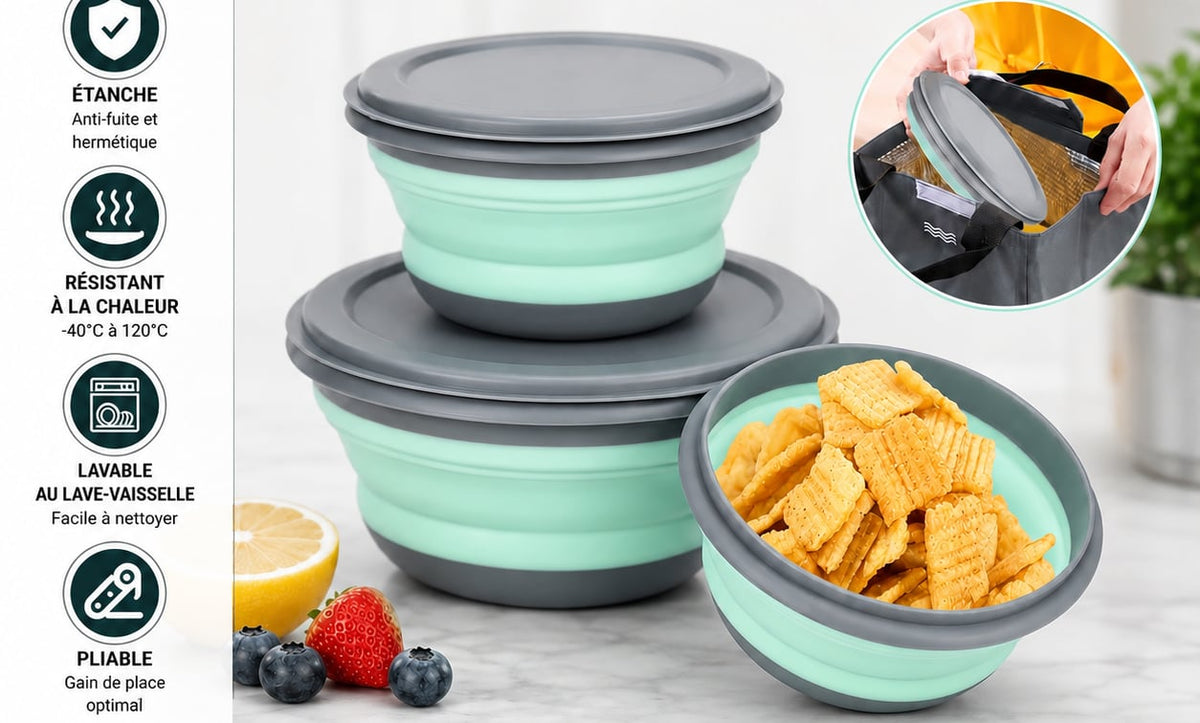 3 Boîtes Alimentaires Pliables pour Routiers