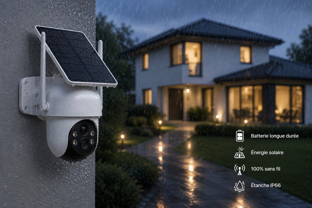 Pack de 4 Caméras de Surveillance Solaires WiFi Extérieures HD Sans Fil