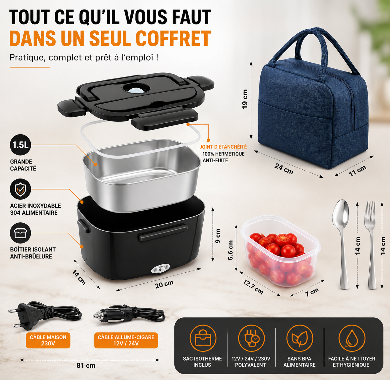 Lunch Box Électrique chauffe rapide parfait pour les routiers