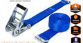 Sangle d'arrimage 2 T longueur 3.5 m et 50 mm d'épaisseur en 2 pièces avec attaches à poussoir