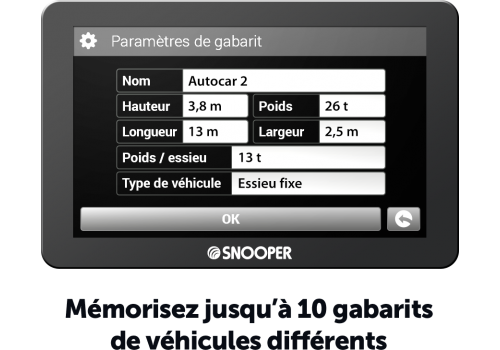 SNOOPER AC6600 - configuration du gabarit autocar