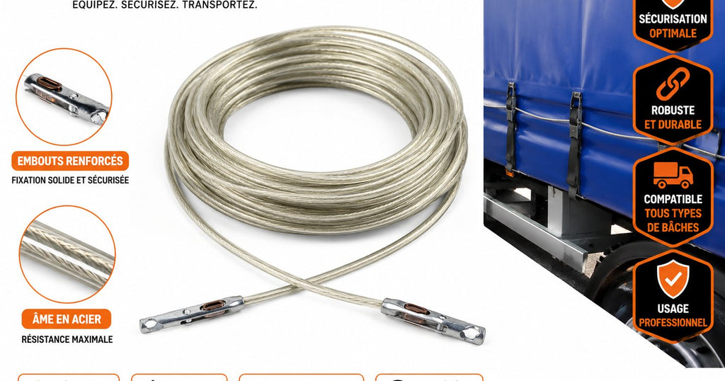 Câble TIR Acier pour Bâche de Camion 34 m x 6 mm