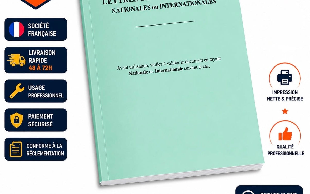Carnet CMR National et International avec Mention Lavage – Grand Format 25 x 4 Feuillets