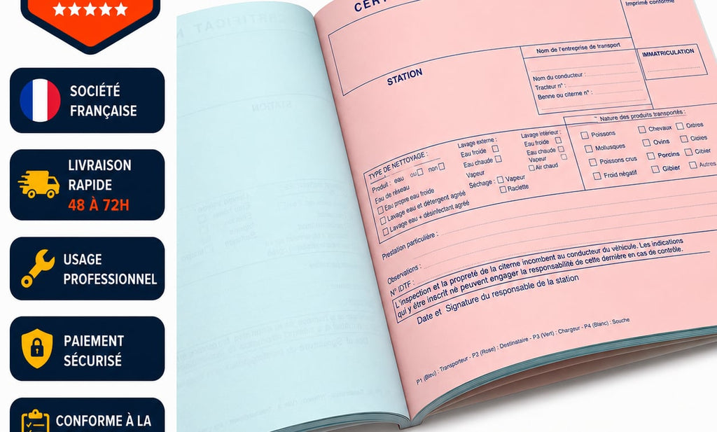 Certificat de Nettoyage Citerne et Benne – Carnet Professionnel