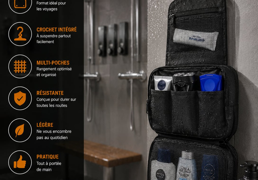 Trousse de toilette étanche à suspendre