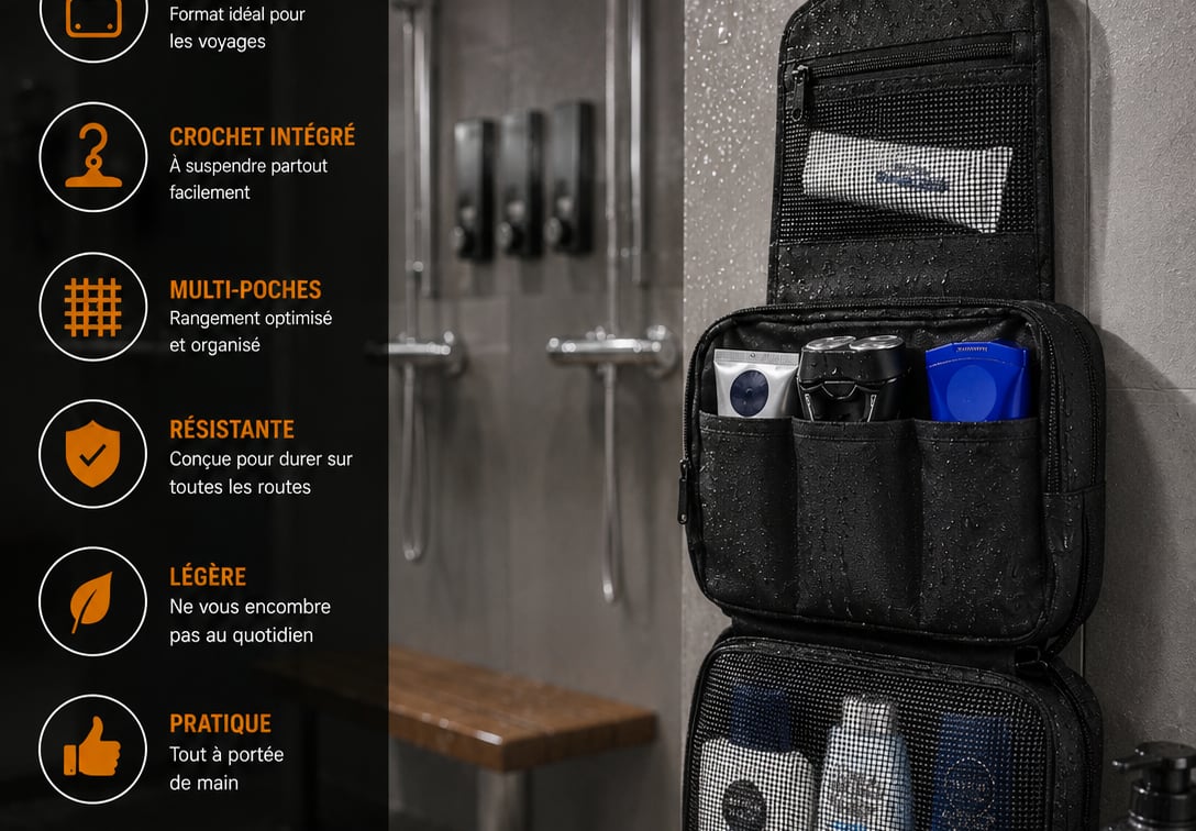 Trousse de toilette étanche à suspendre