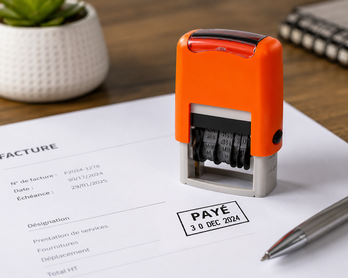 Tampon Dateur Automatique avec Mention PAYÉ
