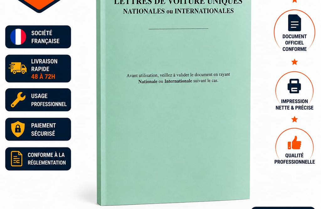 Carnet de Lettre de Voiture Nationale et Internationale Grand Format 25 x 4 Feuillets